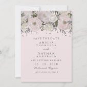 Hübsch Blush Pink Silber Save the Date florieren (Vorderseite)