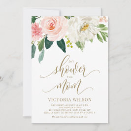 Hübsch Blush Pink Spring Florals Gold Baby Dusche Einladung