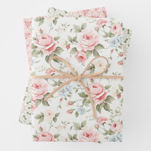 Hübsch Blush Rose Rosa Blumengeschenk Geschenkpapier Set (Beispiel)