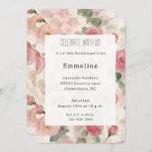 Hübsch Blütenrosa Roses Blumengeburt Einladung (Vorne/Hinten)