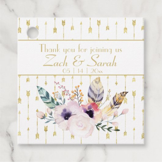 Hübsch Boho Bouquet Wedding Geschenkanhänger (Vorderseite)