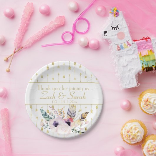 Hübsch Boho Bouquet Wedding Pappteller (Party)