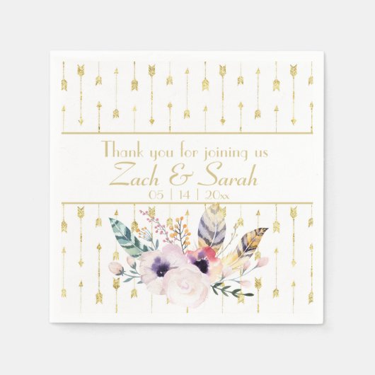 Hübsch Boho Bouquet Wedding Serviette (Vorderseite)