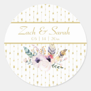 Hübsch Boho Bouquet Wedding Siegel Runder Aufkleber