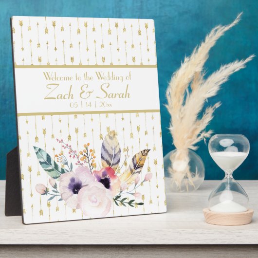 Hübsch Boho Bouquet Wedding Welcome Tabletop Fotoplatte (Seite)