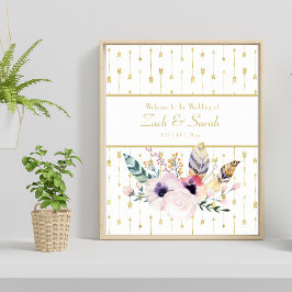 Hübsch Boho Bouquet Wedding Willkommen Poster