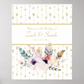 Hübsch Boho Bouquet Wedding Willkommen Poster (Vorne)