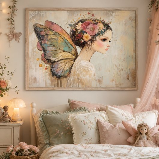 Hübsch Boho Butterfly Fairy Pastell Wasserfarbene  Poster