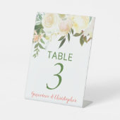 Hübsch Boho Creme Rose Hochzeit Tischnummer Zeiche Sockelschild (Vorderseite)