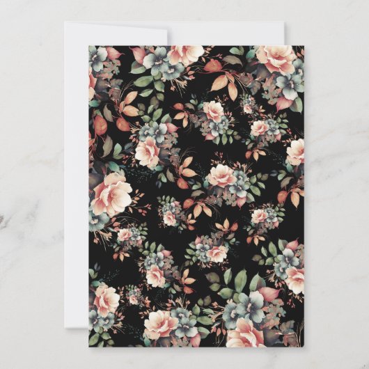 Hübsch Boho Garden Blumensüß 16 Schwarz Einladung (Rückseite)