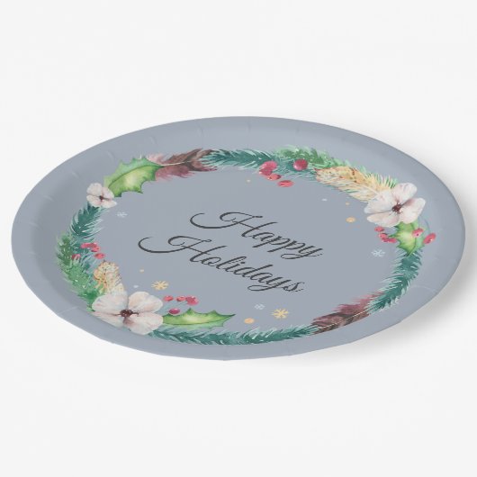 Hübsch Boho Holiday Wreath Pappteller (Schrägansicht)