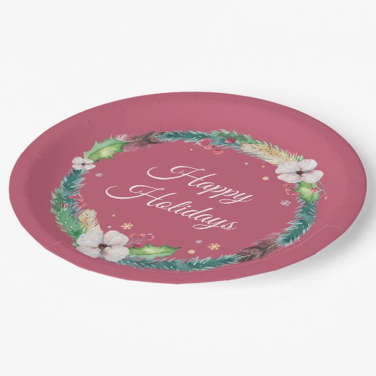 Hübsch Boho Holiday Wreath Pappteller (Schrägansicht)