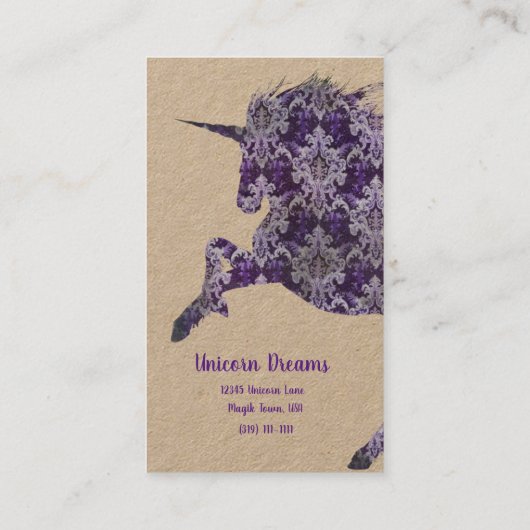 Hübsch Boho Lila Unicorn Visitenkarte (Rückseite)