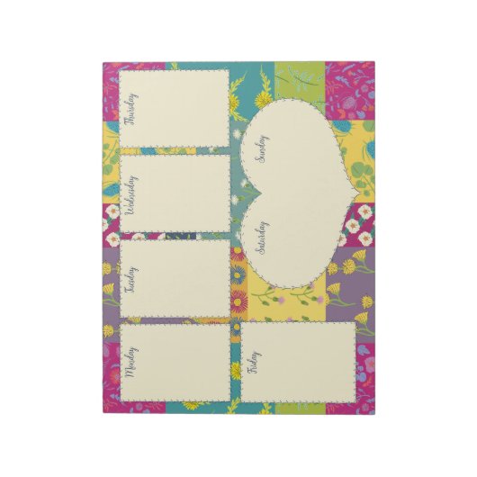 Hübsch Boho Maximalist Quilt Weekly Planner Notizblock (Rotiert)