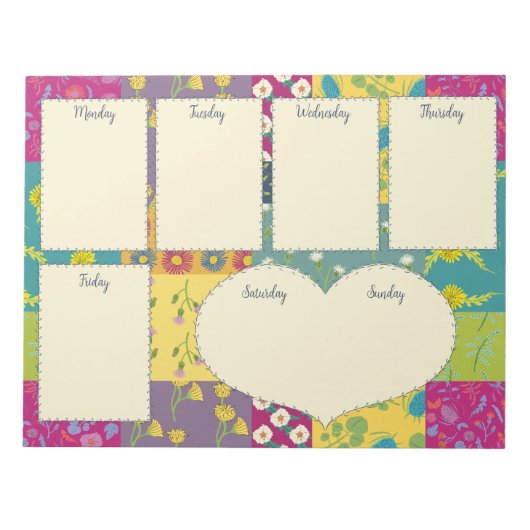Hübsch Boho Maximalist Quilt Weekly Planner Notizblock (Vorderseite)
