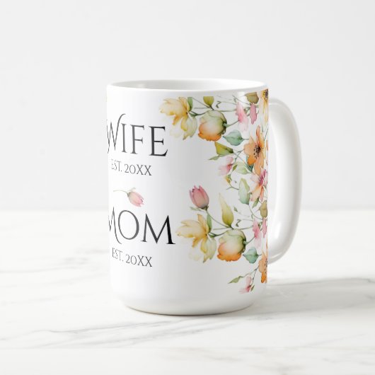 Hübsch Boho Orange Pink Aquarell Blumenmutter Ehef Kaffeetasse (VorderseiteRechts)