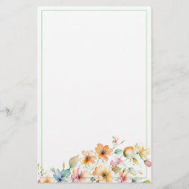 Hübsch Boho Orange Pink Aquarell Wildblumen Briefpapier