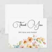 Hübsch Boho Orange Pink Aquarell Wildblumen Dankeskarte (Vorne/Hinten)