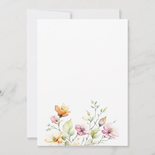 Hübsch Boho Orange Pink Aquarell Wildblumen Einladung (Rückseite)