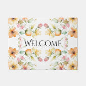 Hübsch Boho Orange Pink Aquarell Wildblumen Fußmatte (Vorderseite)