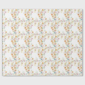 Hübsch Boho Orange Pink Aquarell Wildblumen Geschenkpapier (Flach)