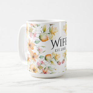 Hübsch Boho Orange Pink Aquarell Wildblumen Kaffeetasse