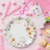 Hübsch Boho Orange Pink Aquarell Wildblumen Pappteller (Party)