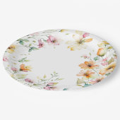 Hübsch Boho Orange Pink Aquarell Wildblumen Pappteller (Schrägansicht)