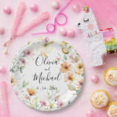 Hübsch Boho Orange Pink Aquarell Wildblumen Pappteller (Party)