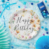 Hübsch Boho Orange Pink Aquarell Wildblumen Pappteller (Party)