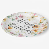 Hübsch Boho Orange Pink Aquarell Wildblumen Pappteller (Schrägansicht)