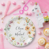 Hübsch Boho Orange Pink Aquarell Wildblumen Pappteller (Party)