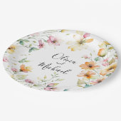 Hübsch Boho Orange Pink Aquarell Wildblumen Pappteller (Schrägansicht)