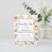 Hübsch Boho Orange Pink Aquarell Wildblumen Save The Date (Stehend Vorderseite)