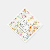 Hübsch Boho Orange Pink Aquarell Wildblumen Serviette (Ecke)