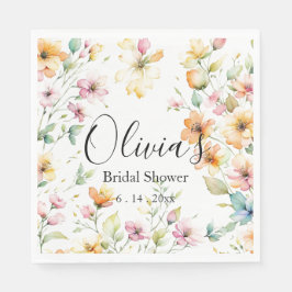 Hübsch Boho Orange Pink Aquarell Wildblumen Serviette