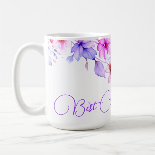 Hübsch Boho Pink Wasserfarbe Wildblumen Beste nana Kaffeetasse (Links)