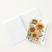 Hübsch Boho Sunblumen | Personalisierter Name Notizblock (Innenseite)