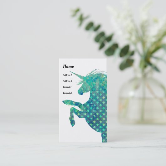 Hübsch Boho Unicorn Visitenkarte (Stehend Vorderseite)