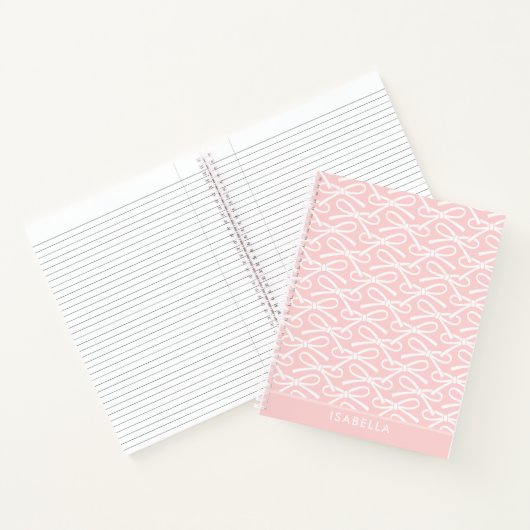 Hübsch Bow Individuelle Name Pink SpiralNotebook Notizblock (Innenseite)