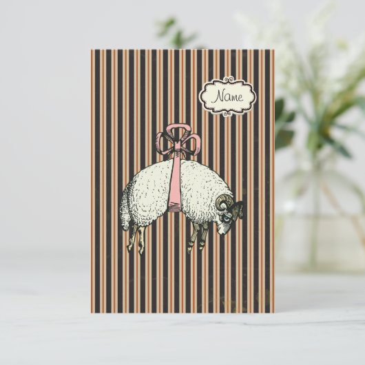 Hübsch Bow Sheep™ (DESIGNER OPTIONEN) - Einladung (Stehend Vorderseite)