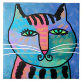 Hübsch Boy Abstrakt Cat Painting Fliese (Vorderseite)