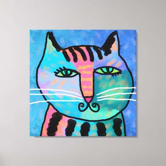 Hübsch Boy Abstrakt Cat Painting Leinwanddruck (Vorderseite)