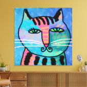 Hübsch Boy Abstrakt Cat Painting Leinwanddruck (Insitu (Wohnzimmer))