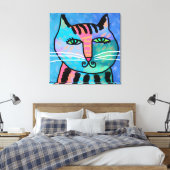 Hübsch Boy Abstrakt Cat Painting Leinwanddruck (Insitu (Schlafzimmer))