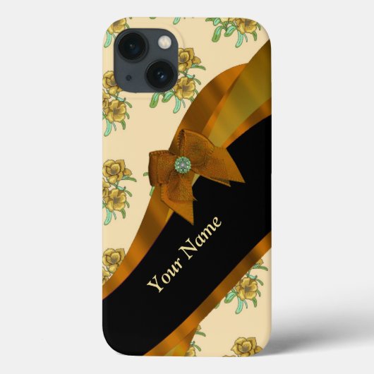 Hübsch-braune Vintage Blume Case-Mate iPhone Hülle (Rückseite)