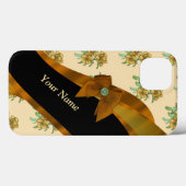 Hübsch-braune Vintage Blume Case-Mate iPhone Hülle (Rückseite (Horizontal))