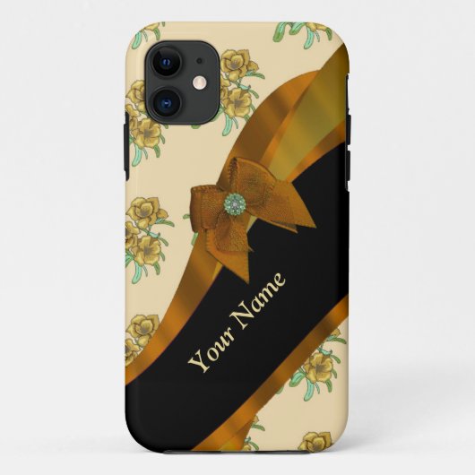 Hübsch-braune Vintage Blume Case-Mate iPhone Hülle (Rückseite)