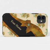 Hübsch-braune Vintage Blume Case-Mate iPhone Hülle (Rückseite (Horizontal))