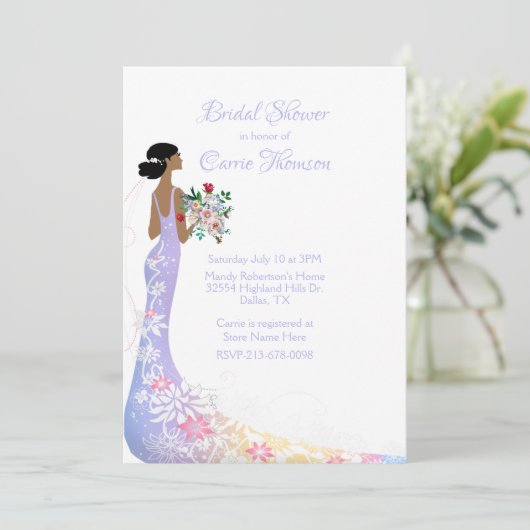 Hübsch Bride Bridal Dusche Einladung (Stehend Vorderseite)